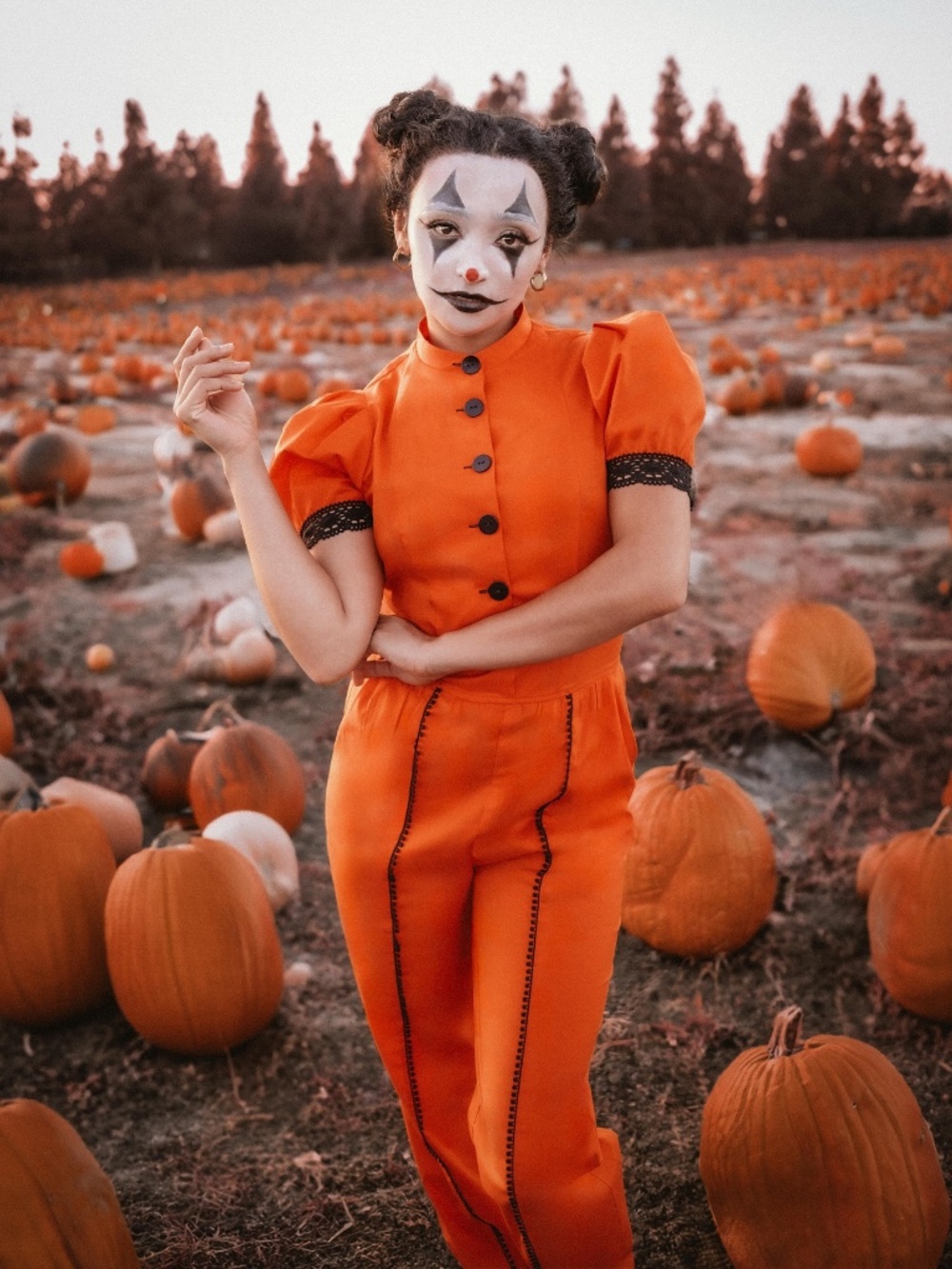 NWT Lively Ghosts orange clown jumpsuit. Size Small